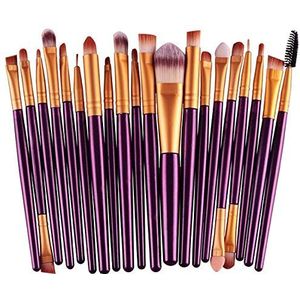 Makkelijk te gebruiken Professionele kwaliteit Cosmetische 20 stuks make-up Sets Purple Rod Gold Tube Make-up Brush Set Advanced Synthetic make-up kwast.