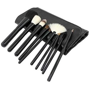 Makkelijk te gebruiken Professionele kwaliteit Cosmetische Make-up professionele make-up borstel set 10st wol make-up borstel + Pony Hair Makeup Tool Brush Rood handvat + Black Bag. (Color : Black)