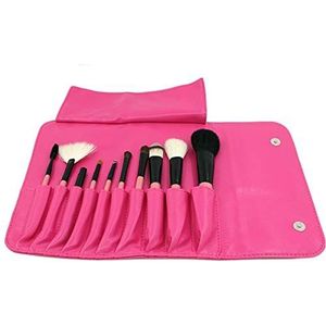 Makkelijk te gebruiken Professionele kwaliteit Cosmetische Make-up professionele make-up borstel set 10st wol make-up borstel + Pony Hair Makeup Tool Brush Rood handvat + Black Bag. (Color : Pink)
