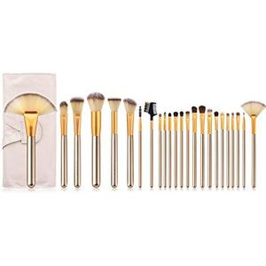 Makkelijk te gebruiken Professionele kwaliteit Cosmetische meervoudige combinatie make-up kwast Champagne Gold Set waaiervorm gepolijst, Gevlekte, Concealer - hoge kwaliteit kunststof Compact borstelh