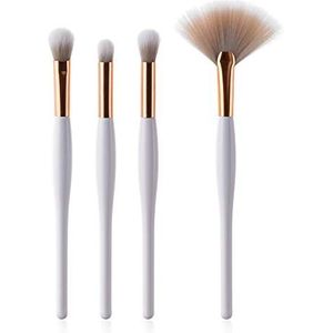 Makkelijk te gebruiken Professionele kwaliteit Cosmetische 4 stuks make-up kwasten Beauty Tools wit handvat Silver Tube Fan Brush Portable Variety zachte haren Beginner Female.