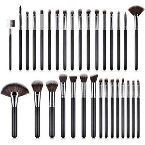 Makkelijk te gebruiken Professionele kwaliteit Cosmetische High-end multi-function 32 make-up borstel set Loose Powder Brush Eye Shadow Brush Fan Shape Black Silver Make-up Tool