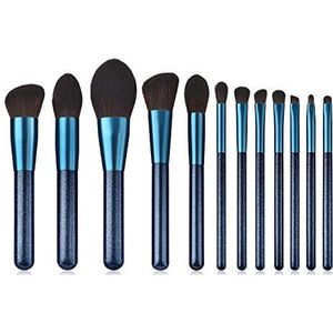 Makkelijk te gebruiken Professionele kwaliteit Cosmetische 12 stuks make-up Borstels Sapphire Blue Blush Brush Eye Shadow Brush Nano Nylon Hair High-End Super Soft Brush Head.