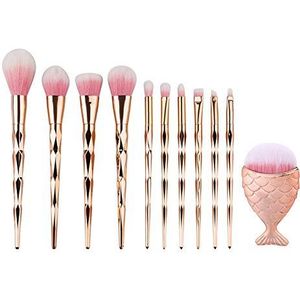 Makkelijk te gebruiken Professionele kwaliteit Cosmetische Multifunctionele Beauty Tools Diamond Rose Gold Powder Brush Combination Set Make-up Tool set van 10