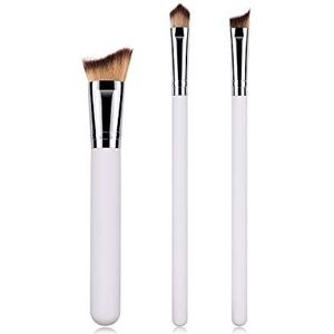 Makkelijk te gebruiken Professionele kwaliteit Cosmetische 3 stuks make-up Borstels Set Tri-Haarkleur Triangle houten handvat Silver Dense Nanovezel borstelharen Makeup Tools Makeup Artifact.