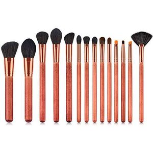 Makkelijk te gebruiken Professionele kwaliteit Cosmetische 14 stuks make-up borstel set Apricot Red Poederborstel Flame Brush Eye Shadow Brush Makeup Tools gepolijst, Gevlekte, Concealer - hoge kwalit