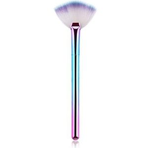 Makkelijk te gebruiken Professionele kwaliteit Cosmetische Single make-up kwast make-up Kleine waaiervorm Powder Brush Powder Blue Gradient Make-up Tool hoge kwaliteit kunststof Compact Bristle