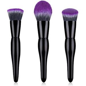 Makkelijk te gebruiken Professionele kwaliteit Cosmetische 3 stuks make-up Borstels Zwangere Buik Beauty Tools Makeup Tools Purple Black Hair Foundation Brush Hoge kwaliteit make-up borstel set