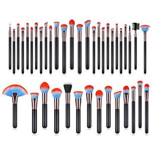 Makkelijk te gebruiken Professionele kwaliteit Cosmetische 40 stuks make-up Borstels Sets waaiervormig Borstels Powder Brushes houten handgrepen Gun kleuren make-up gereedschap van hoge kwaliteit make