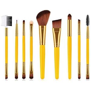 Makkelijk te gebruiken Professionele kwaliteit Cosmetische 9 stuks make-up Penselen Set Powder Brush Eye Shadow Brush Geel Makeup Tools Makeup Brush Set