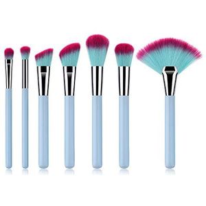 Makkelijk te gebruiken Professionele kwaliteit Cosmetische 7 stuks make-up kwasten Makeup Tools Powder Brush Eyeshadow Brush Fan Brush Lichtblauw make-up borstel set