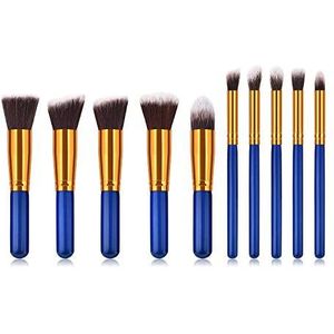 Makkelijk te gebruiken Professionele kwaliteit Cosmetische 10 stuks make-up borstels Five Big Five Small Powder Brush Foundation Color Makeup Kit (Color : Blue)
