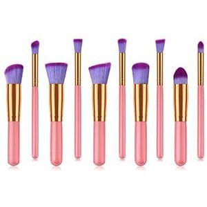 Makkelijk te gebruiken Professionele kwaliteit Cosmetische 10 stuks make-up borstels Five Big Five Small Powder Brush Foundation Color Makeup Kit (Color : Pink)