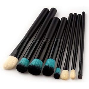 Makkelijk te gebruiken Professionele kwaliteit Cosmetische 8 stuks make-up Brushes Beauty Tools Black Tube Blauw Zwart Peak Foundation Brush Loose Powder Brush make-up kwast
