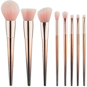 Makkelijk te gebruiken Professionele kwaliteit Cosmetische 8 stuks Girls Heart Powder Grijs Goud Gradient gevormd handvat Beauty Make-up Tool Make-up Brush Set Geschikt for gezichtscontouren gemakkeli