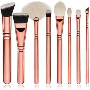 Makkelijk te gebruiken Professionele kwaliteit Cosmetische Rose Gold 8 stuks make-up borstel set Loose Powder Blush Foundation Professional Beauty Tools Set Brush