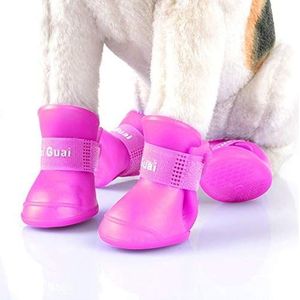 PetSupplies Hondenspecifiek Duurzaam Fashion Mooi Pet Dog Schoenen Puppy Candy Kleur Rubber Laarzen Waterdicht Rain Schoenen, L, Size: 5,7 x 4,7 cm Veilig en comfortabel (Color : Pink)