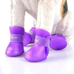 PetSupplies Hondenspecifiek Duurzaam Fashion Mooi Pet Dog Schoenen Puppy Candy Kleur Rubber Laarzen Waterdicht Rain Schoenen, L, Size: 5,7 x 4,7 cm Veilig en comfortabel (Color : Purple)