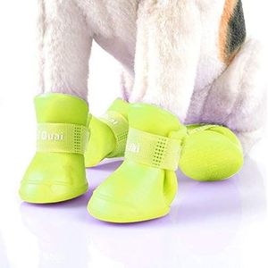 PetSupplies Hondenspecifiek Duurzaam Fashion Mooi Pet Dog Schoenen Puppy Candy Kleur Rubber Laarzen Waterdicht Rain Schoenen, M, Maat: 5,0 x 4.0cm Veilig en comfortabel (Color : Yellow)