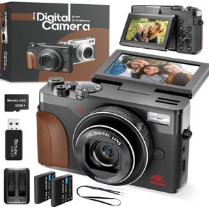 NBD K100 - Digitale Camera - 4K & 56MP - Vlogcamera voor YouTube, Draagbare Compacte Kleine Camera met 2 Batterijen - Ideaal voor beginners