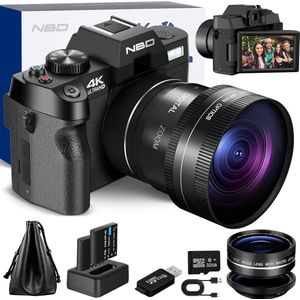 NBD - Digitale Camera - 4K Ultra HD - 48MP Alles-in-één - Vlogcamera met Groothoeklens - Digitale Zoom 16x en 3"" Scherm