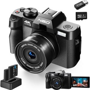 NBD - 48MP 4K Digitale Camera voor Foto's - Vloggen Apparaat met 180° Kantelbaar Scherm - 16x Zoom - Autofocus - 32GB TF-kaart en 2 Batterijen Inbegrepen - Ideaal voor Beginners