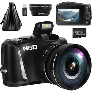 NBD - Digitale Camera 4K 48MP Vlogcamera - Perfecte Camera voor Fotografie met 32GB SD-kaart, 16x Digitale Zoom, 3,0 Inch Scherm - Compactcamera voor Beginners