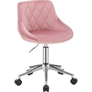 Jo-Jo Products 4U - Velvet Bureaustoel voor Kinderen - Ergonomisch, Verrijdbaar & In Hoogte Verstelbaar - Fluweel - Roze