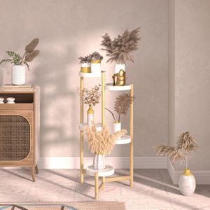 Jo-Jo Products 4U - Luxe Bamboe Plantenrek - Plantenstandaard - Plantenrek binnen - Plantenrek - Plantentafel - Wit