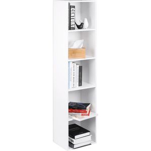 Jo-Jo Products 4U - Luxe Opbergkast - Boekenkast - Smalle Kaste - Opberg Kast - Wandkast - 6 Planken - Hout - Wit