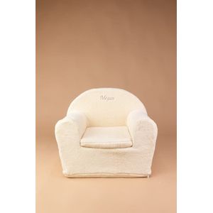 Kinderfauteuil met naam - Teddy stof - Beige - Wit