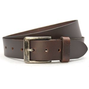 Timbelt leren riem bruin - 100% nerfleder - Heren riem / dames riem - jeansriem met zwarte gesp - Riemmaat 105 - totale lengte riem 120 cm