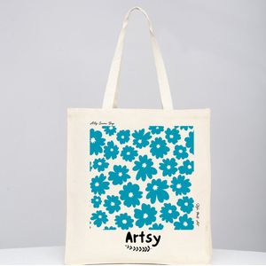 Artsy Canvas Bags - Canvas Tas - Strandtas met Rits - Beach Bag - Floral Tote - bloemige tas - Universiteit tas - eco-friendly bag - milieuvriendelijke tas - katoenen tas