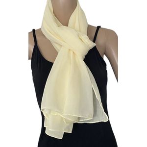 Dames lange dunne sjaal 12703 170/70cm licht geel
