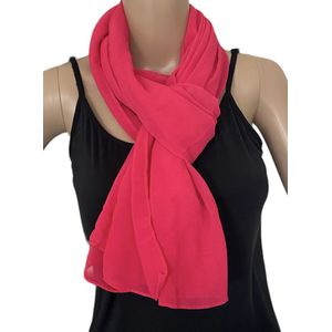 Dames lange dunne sjaal 12703 170/70cm fuchsia roze