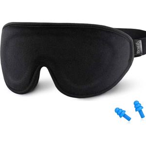 Restify Slaapmasker - 3D Oogmasker - Luxe Zijden Slaapmasker - Ademend materiaal - Traagschuim - 100% Verduisterend - Verstelbaar op Maat - Incl. Oordopjes