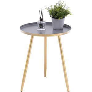 Minimalist Bijzettafel, metaal, woonkamertafel, goud, rond, salontafel