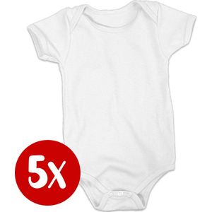 Soft Touch 5x Blanco Soft Touch Rompertje - Wit | 100% katoen - Goede kwaliteit | Baby rompertje met leuke tekst | | kraamcadeau | 3 tot 6 maanden | GRATIS verzending