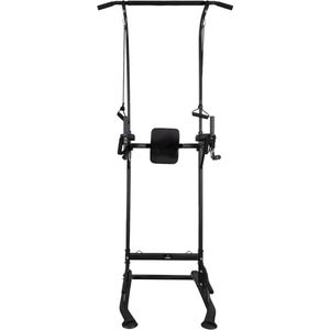 Home Of Tools And Gadgets-Krachtstation - Multifunctioneel trainingsrek - Power tower met Pull up bar – Fitness apparaat krachttraining – Anti-slip handvaten – Zwart