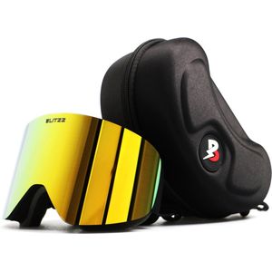 BLITZZ - Impact Collection - Ski- Snowboard Bril - No Edge - Goud - Magnetische Lens - Gratis Hardcase - One Size