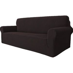 Stretch Bankhoes 3 Zits, Elastische Bankhoezen Voor Woonkamer, Universele Rekbare Armsteun Sofahoes, Krasbestendig Meubelhoes Voor Bank, Koffie