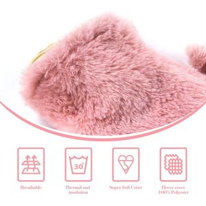 Lange warmwaterfles met zacht overtre, 2 liter slang, warmwaterkruik 73 x 13 cm voor taille en schouder, nekwarmfles, vintage roze