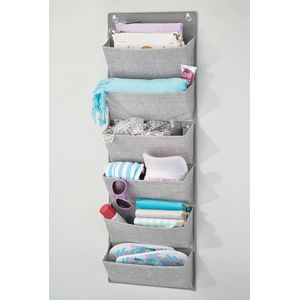 Hangende opberger - kledingkastorganizer - voor babykamer of slaapkamer - multifunctioneel/deurbevestiging/met 6 zakken - grijs