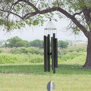 windspel aluminium met geluid totale lengte 90 cm groot voor binnen buiten balkon tuin Hanger zwart