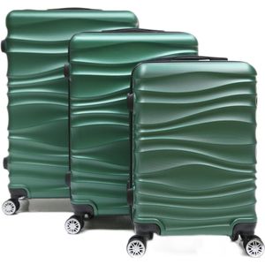 Kofferset Traveleo Babij - 3-delig- met cijferslot - Complete Set - Koffer - Handbagage 35L + 65L en 90L Ruimbagage - ABS04 Groen