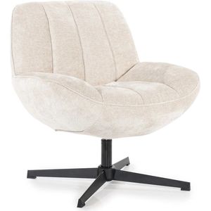 Luxe Draaifauteuil - Fauteuil - Fauteuils - Zetel - Relaxstoel - Wit - Metaal - Stof - 72 cm