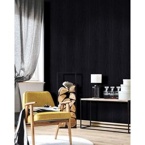 Zwarte houten plakfolie, zelfklevend behang, meubelfolie, 40 x 500 cm, wanddecoratie, houtstrepen, wandbekleding, houtlook, gestreept, voor kast, muur, tafel, kamers, meubels, vinyl