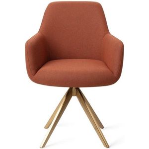 Eetkamerstoel - Stoel - Kuipstoel - Kuipstoelen - Eetkamerstoelen - Stoel Eetkamer - Oranje - Goud - 59 cm breed