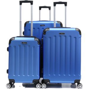 Kofferset Traveleo Babij - 3-delig - Complete Set - Koffer - Handbagage 35L + 65L en 90L Ruimbagage - ABS01 - NavyBlauw
