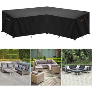 L-vormige tuinmeubelhoes met ventilatieopeningen, L-vormige lounge-sofa beschermhoes, waterdicht afdekzeil voor outdoor hoekbank, hoekloungegroep, loungemeubel, 254 x 254 x 85/80 cm